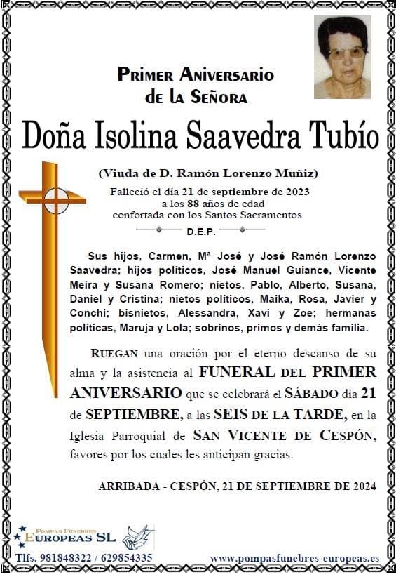 Doña Isolina Saavedra Tubío (21/09/2024)