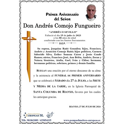 Don Andrés Comojo Fungueiro (27/07/2024)