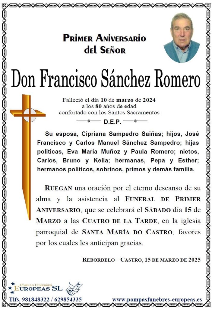 Don Francisco Sánchez Romero (15/03/2025)