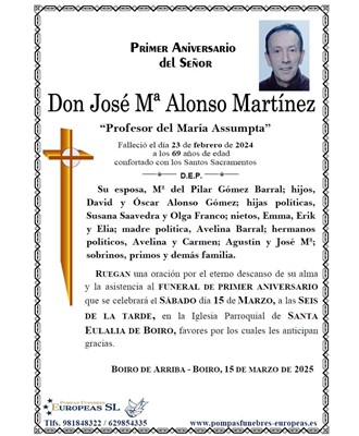 Don José Mª Alonso Martínez (15/03/2025)