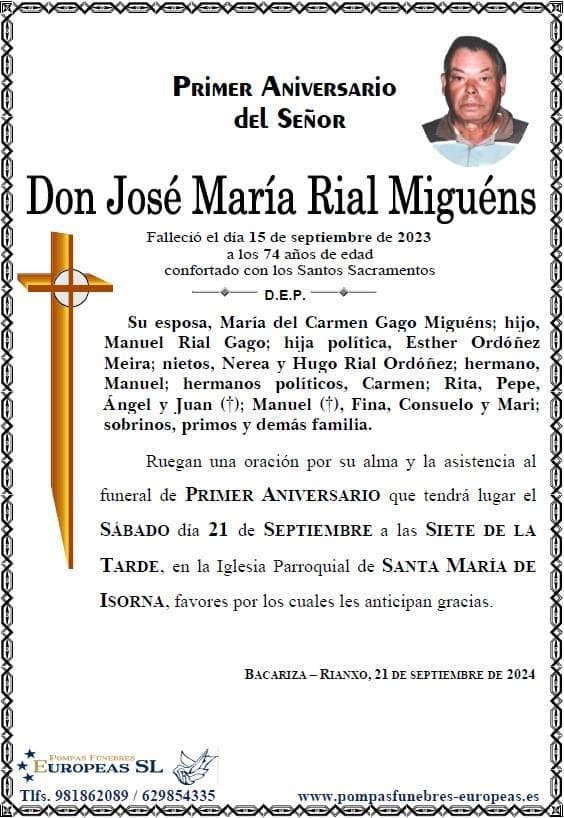 Don José María Rial Miguéns (21/09/2024)