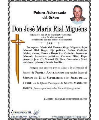 Don José María Rial Miguéns (21/09/2024)