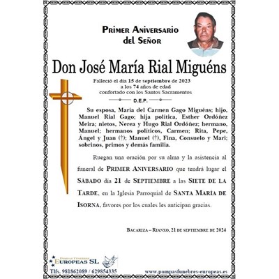 Don José María Rial Miguéns (21/09/2024)