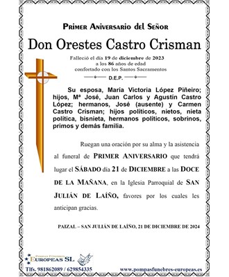 Don Orestes Castro Crisman (21/12/2024)