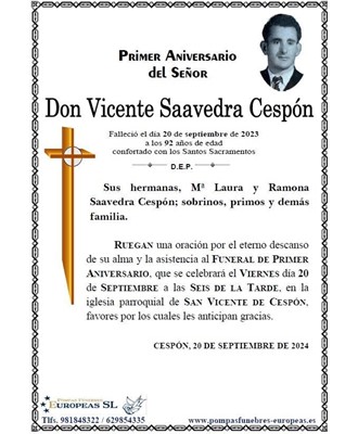 Don Vicente Saavedra Cespón (20/09/2024)