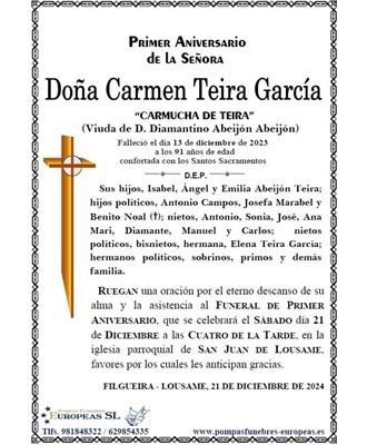 Doña Carmen Teira García (21/12/2024)