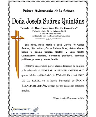 Doña Josefa Suárez Quintáns (27/07/2024)