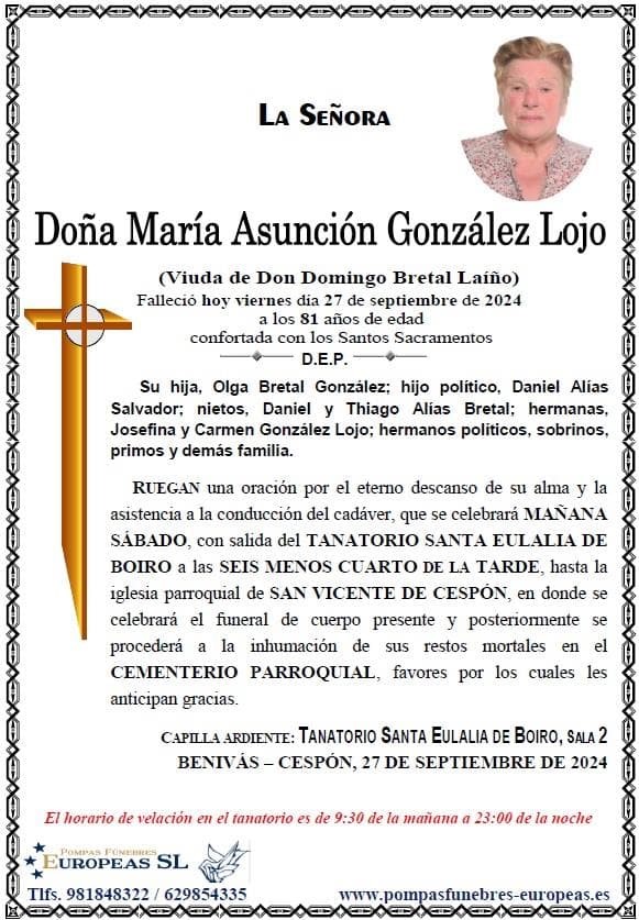 Foto principal Doña María Asunción González Lojo