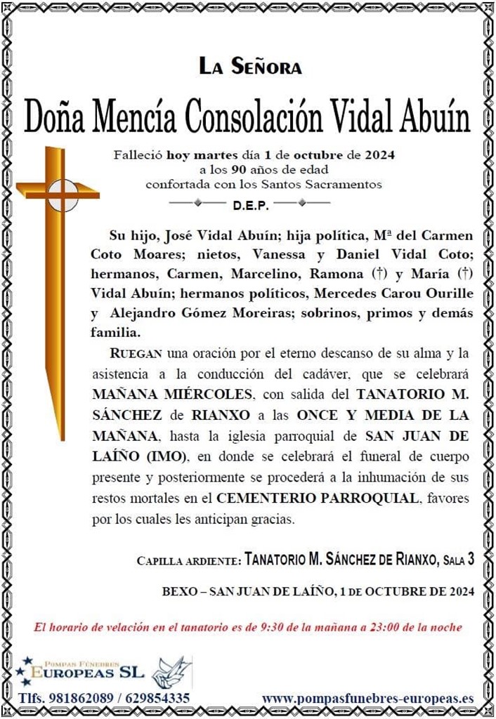 Doña Mencía Consolación Vidal Abuín