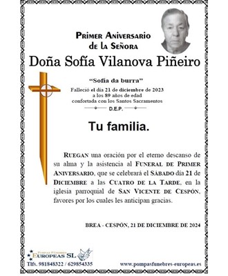 Doña Sofía Vilanova Piñeiro (21/12/2024)